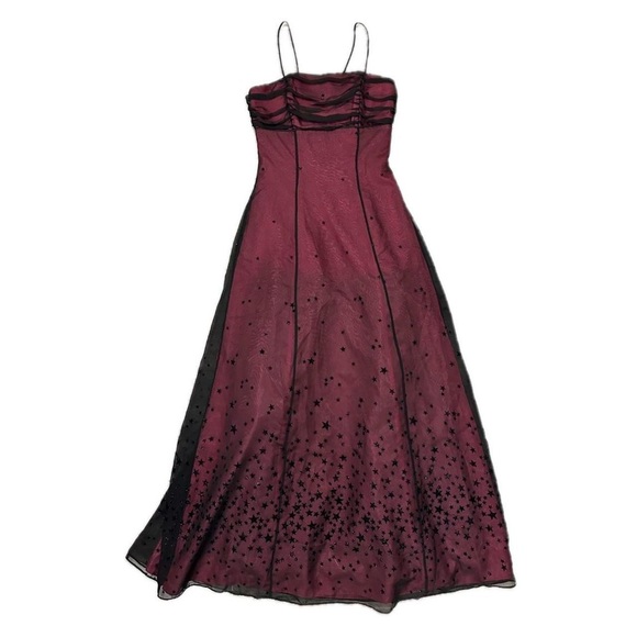 Vintage 90s Morgan & Co Prom Dress Maxi Gown Evening Dresss burgundy / black - Picture 1 of 7